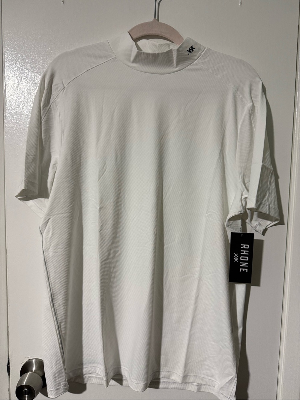 RHONE White Short-Sleeve Performance Mock Neck Tee